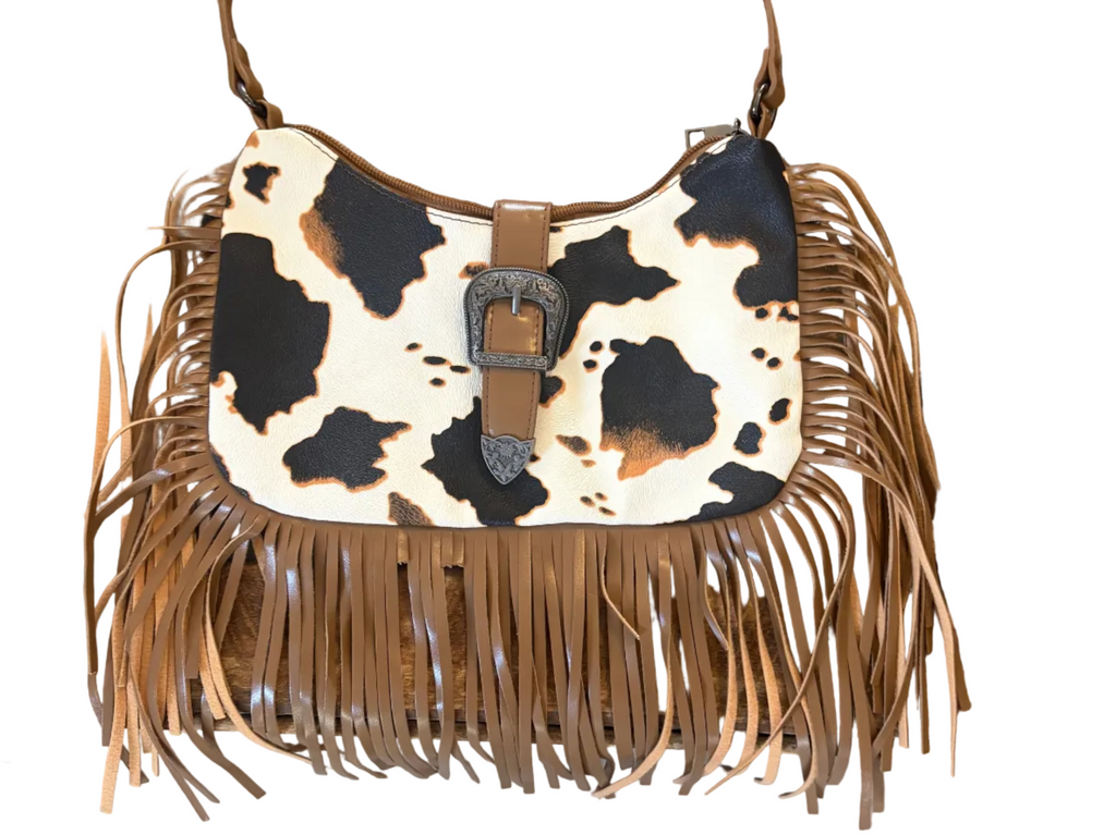 Western Boho Cow Print Fringe Bag RRP £29.95