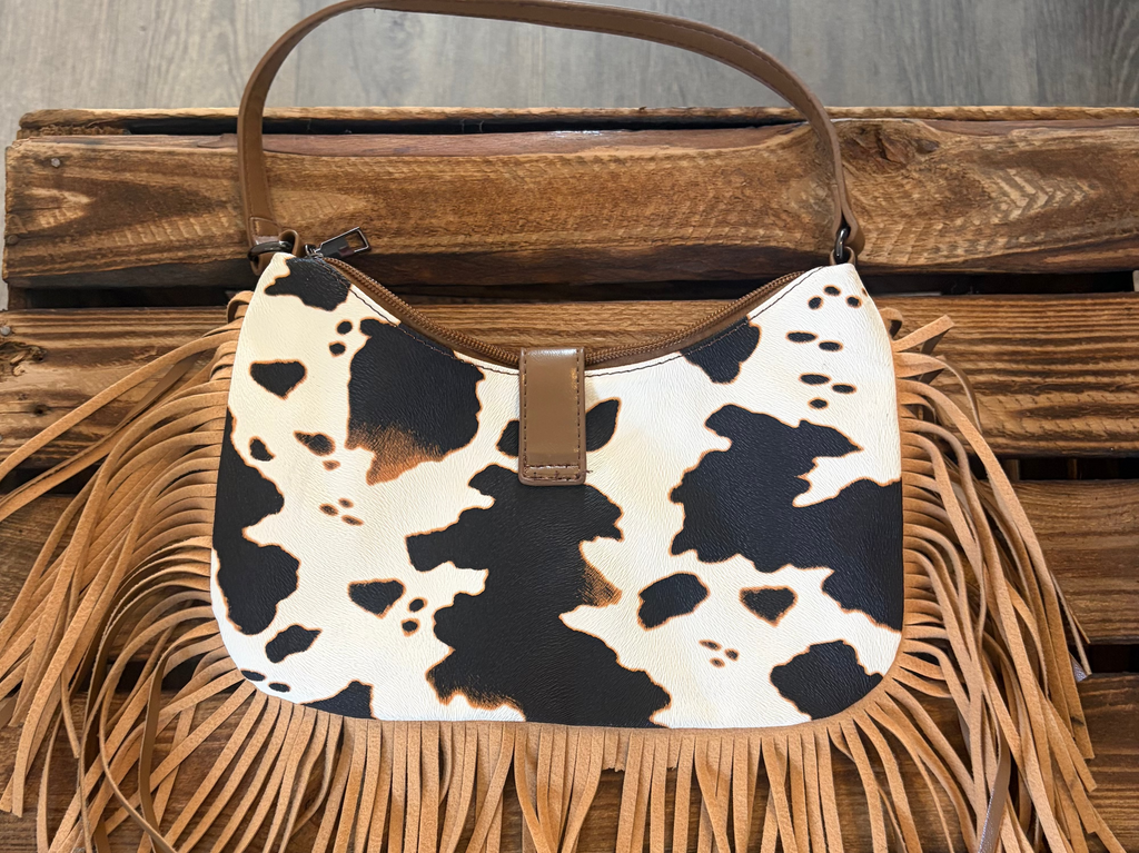 Western Boho Cow Print Fringe Bag RRP £29.95