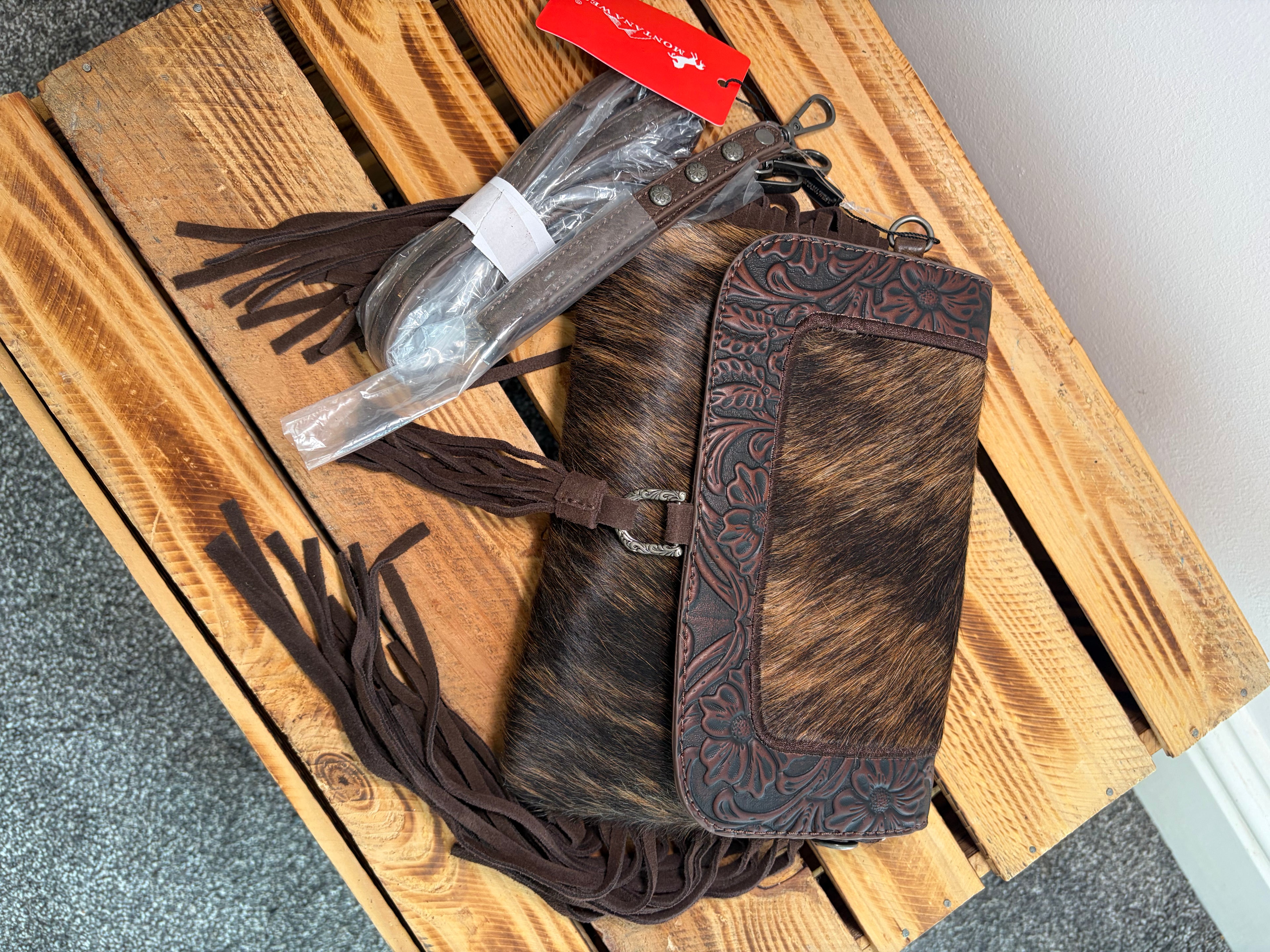 Montana West Cowhide Leather Handbag BNWT RRP £60