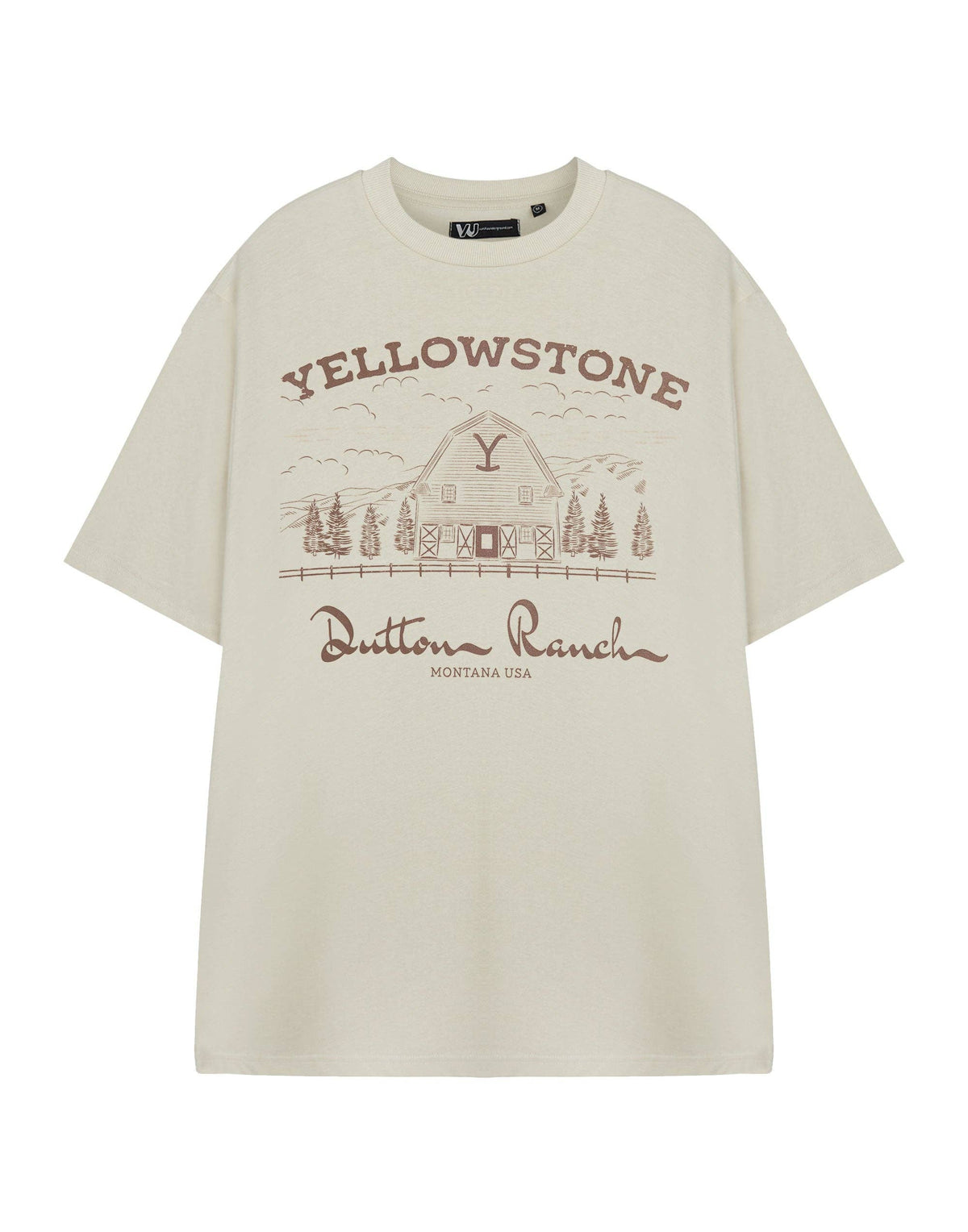 Yellowstone Men's Beige Barn Short  T-Shirt