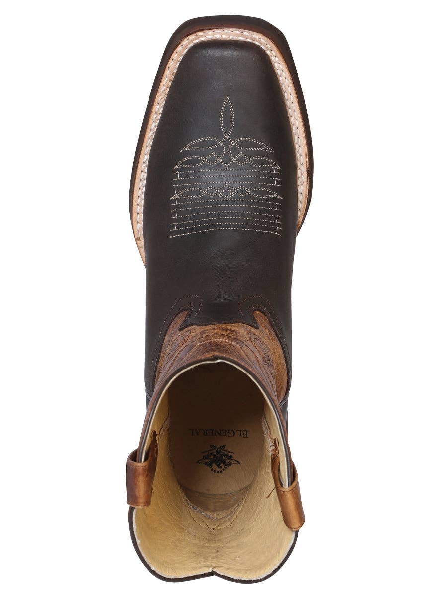 El General Men's Leather Cowboy Boot  - Crazy Dark Brown