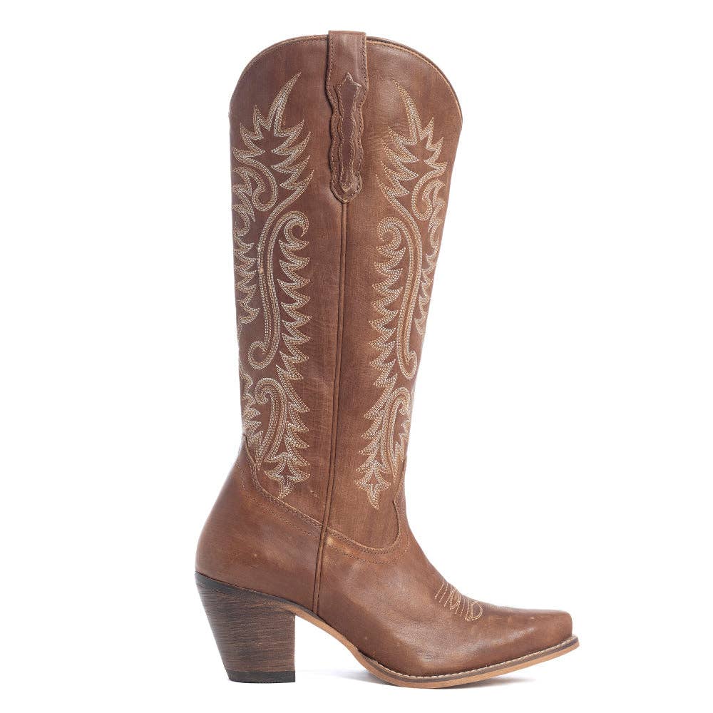 Women's Syllvia Prairie Leather Boots in Bourbon Brown