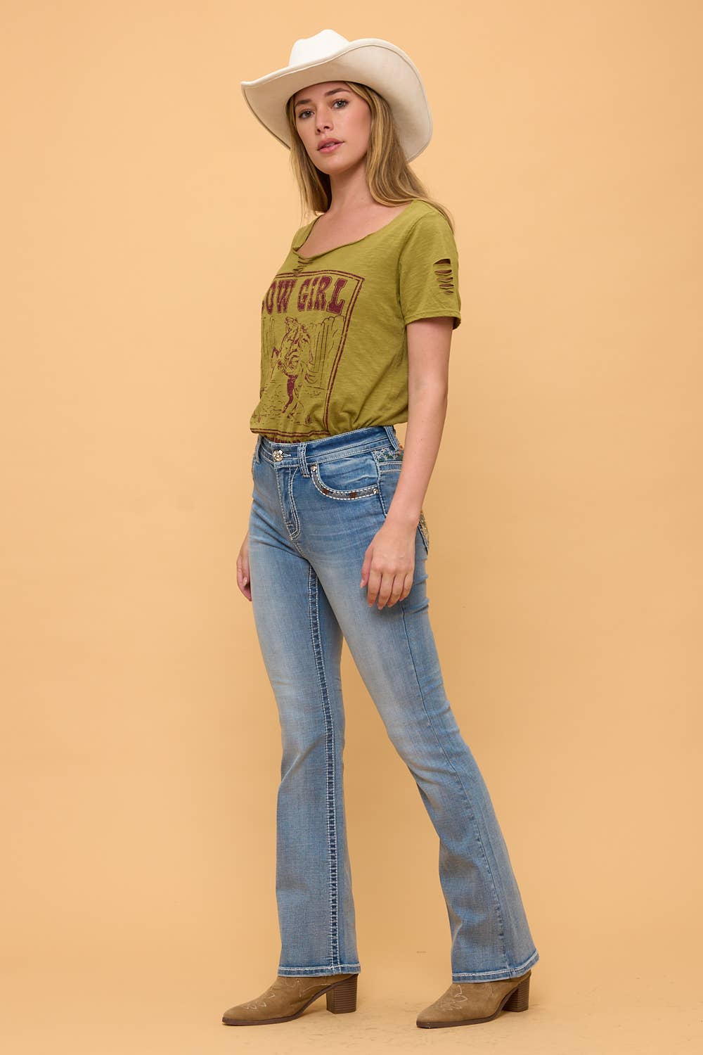 Women's Bootcut Horseshoe/Flower Bling Jeans
