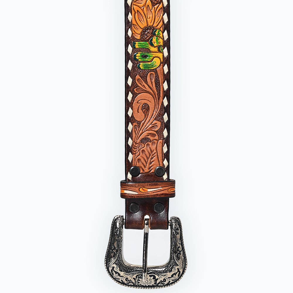 Hand Tooled Genuine American Leather Card Belt For Men and Women