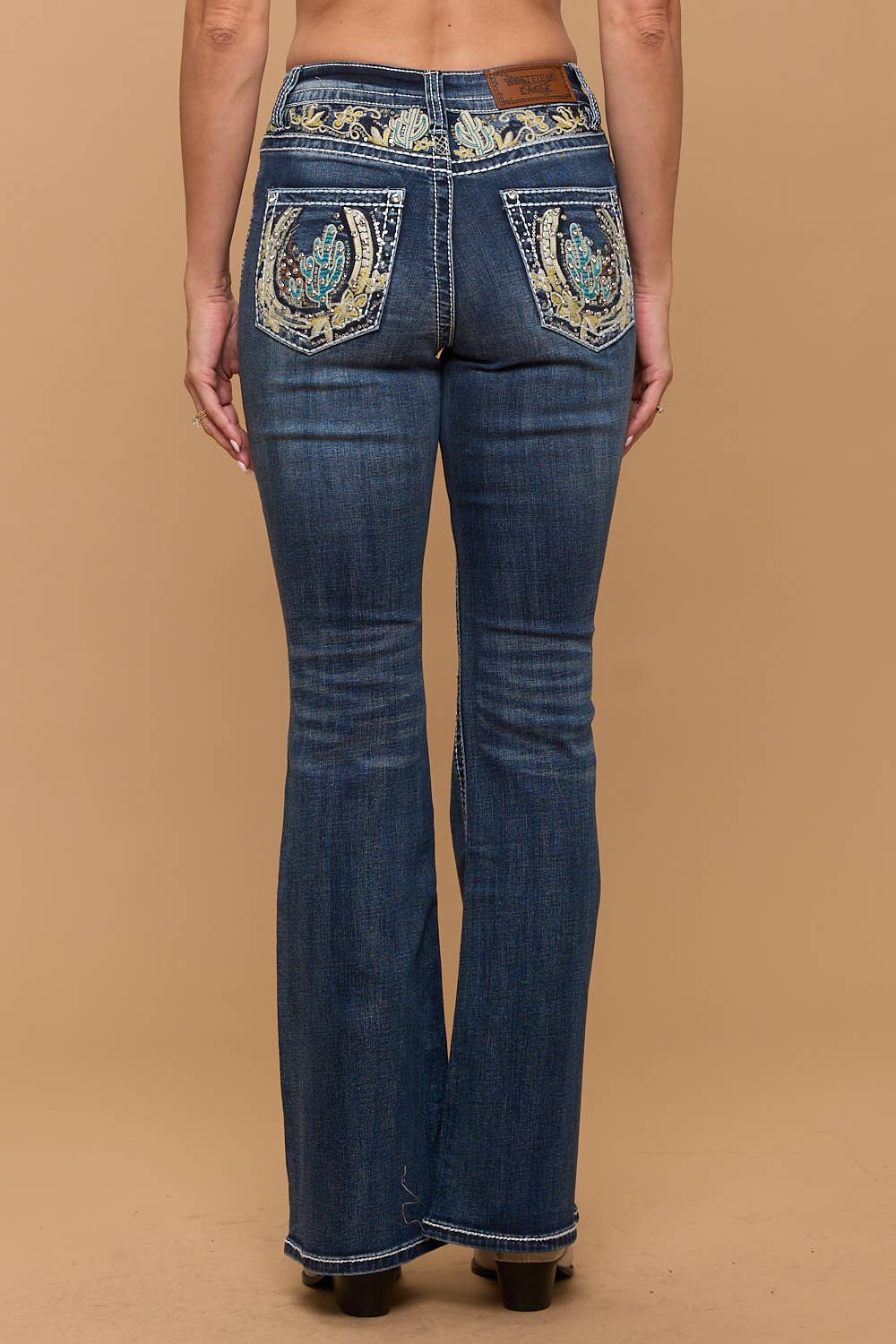 Women's Bootcut Horseshoe/Cactus Bling Jeans