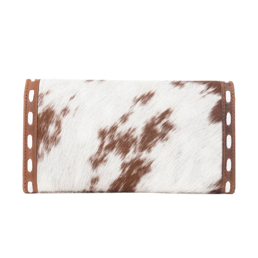 Yellowstone Sienna Stockyard Cowhide Leather Purse in Cream Cocoa