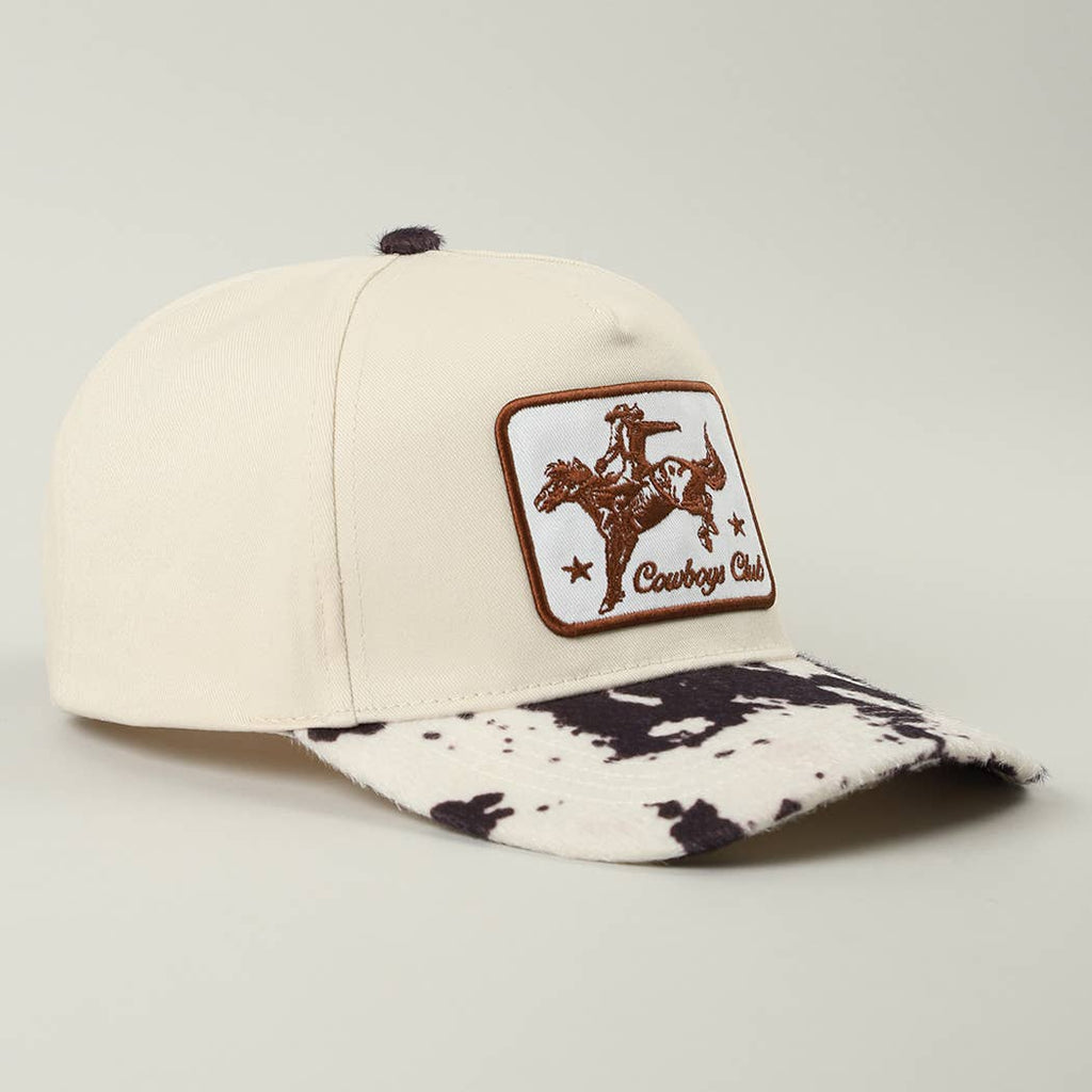 Cowboy Club Embroidered Patch Animal Print Trucker Hat