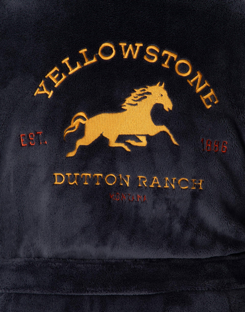 Yellowstone Western Men's Blue Dutton Ranch Hooded Bathrobe