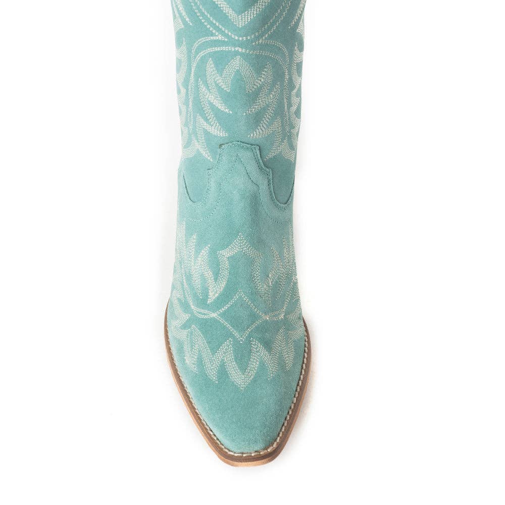Women's Midnight Trail Embroidered Leather Boots in Shadow Green