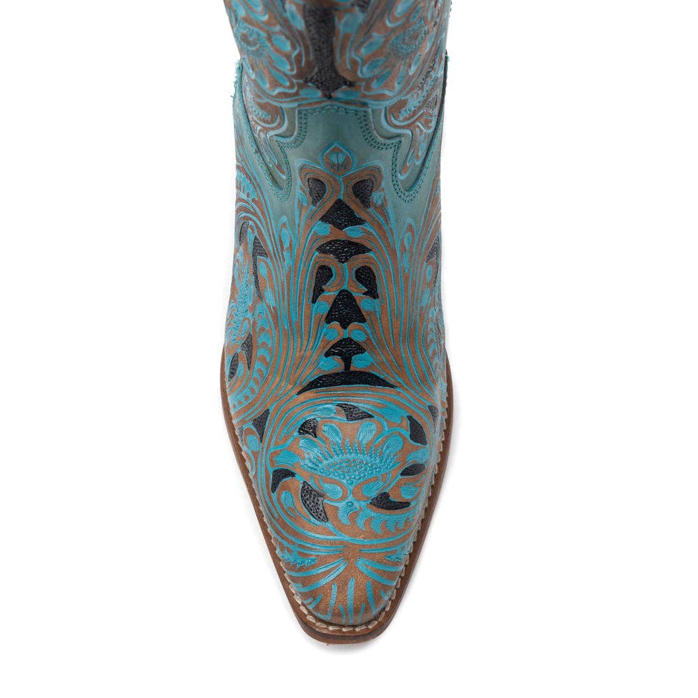 Kasiopeah Hand-tooled Boots in Turquoise