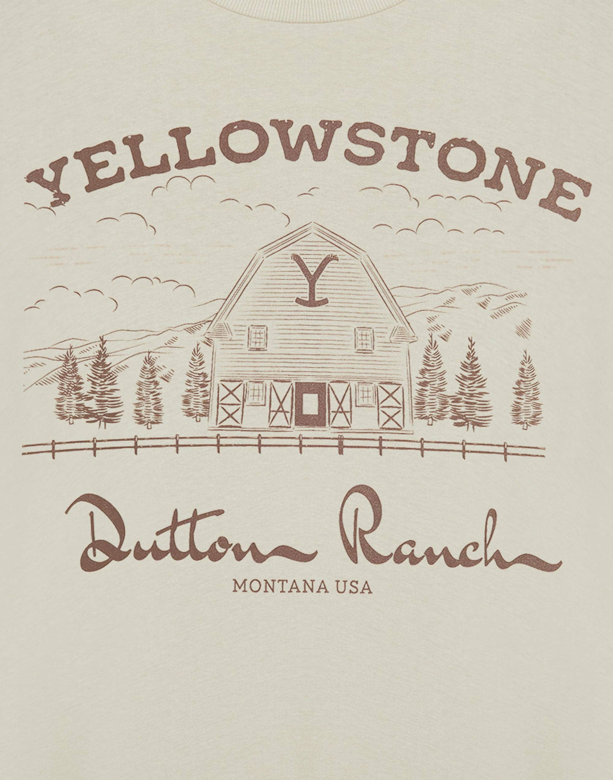Yellowstone Men's Beige Barn Short  T-Shirt