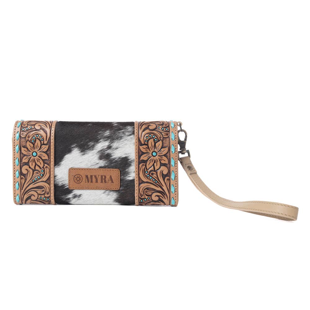 Stoneflower Cowhide Leather Women's Wallet in Onyx Pearl