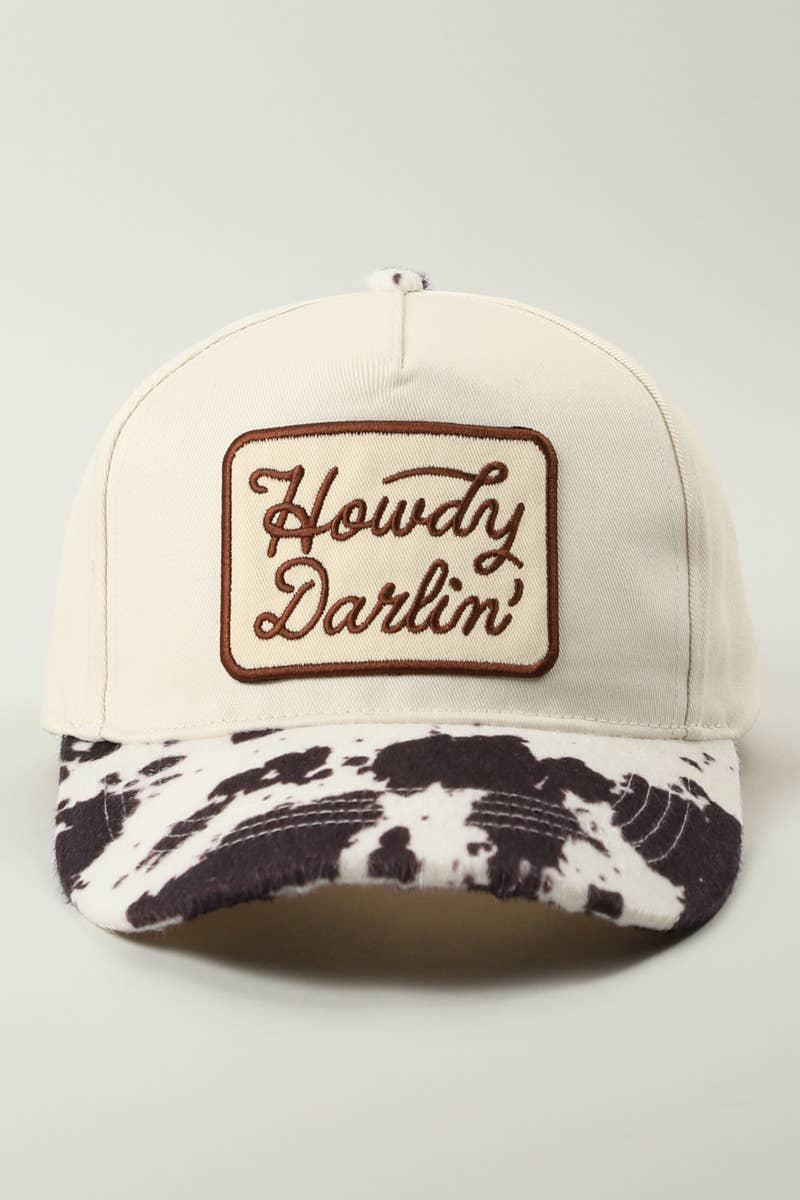 Howdy Darlin' Embroidered Patch Animal Print Trucker Hat