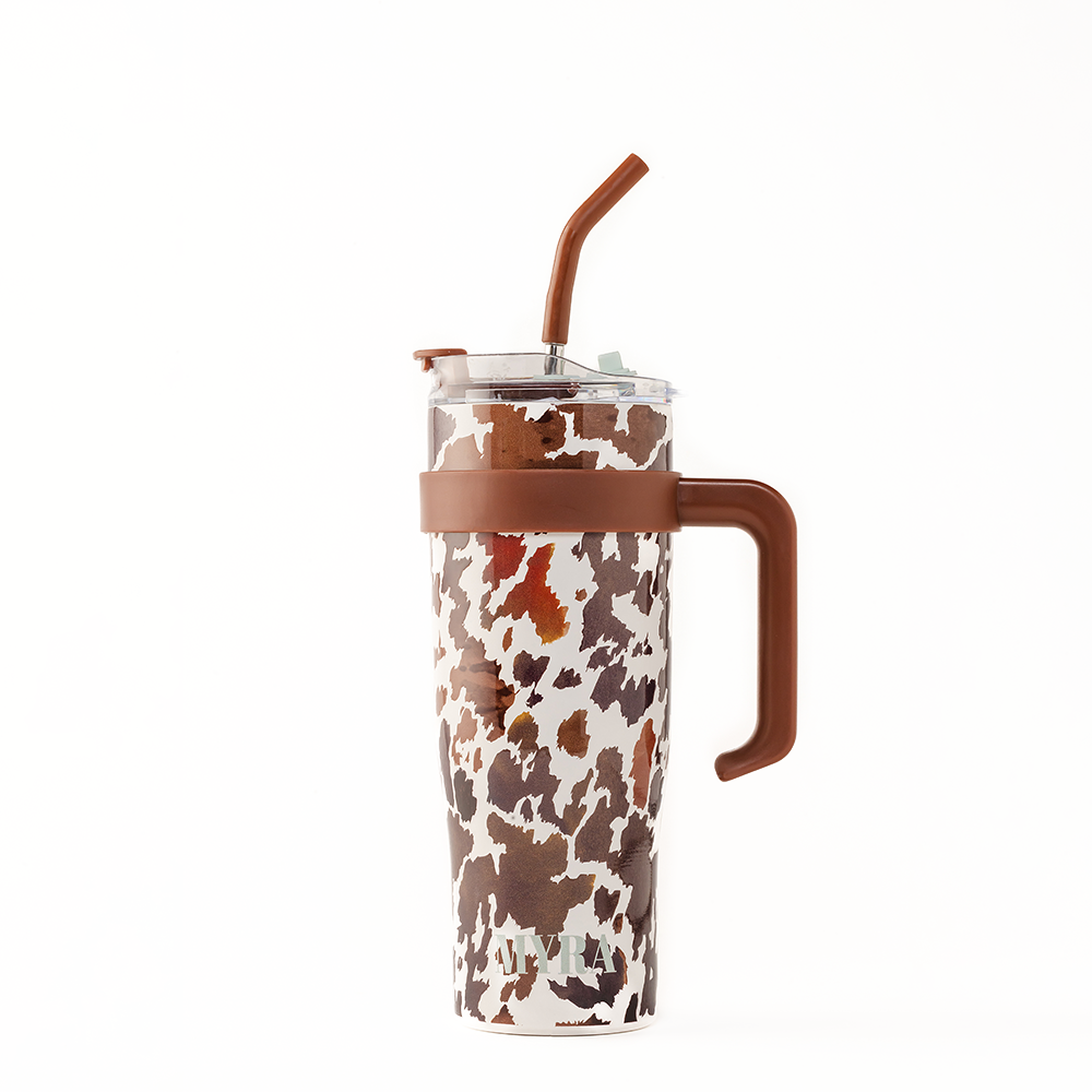 Western Wyoming Cowboy Tumbler In Brown and White