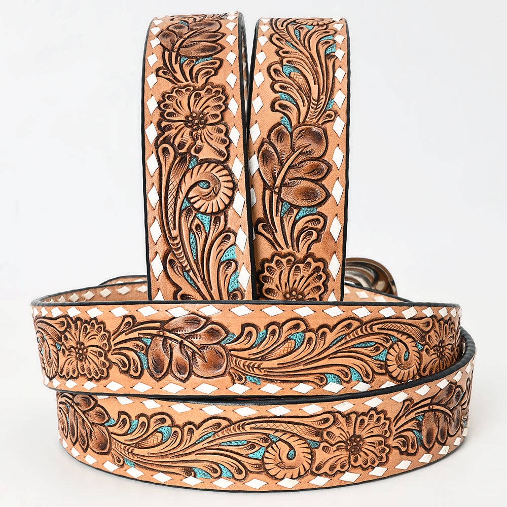 Genuine American Handtooled Leather Desert Belt Men and Women