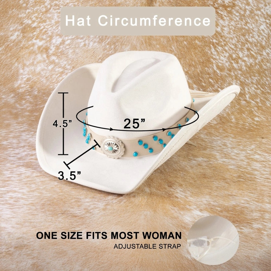 Western Concho Turquoise Beads Strap Cowboy Hat