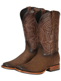El General Men’s Leather Cowboy Boots - Nubuck Camel