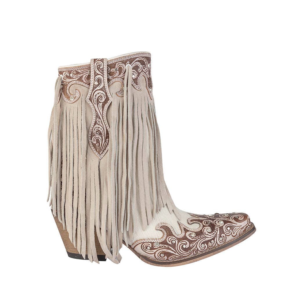 Women's Canyon Fringed Hand-tooled Boots