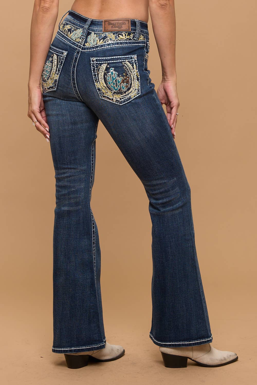 Women's Bootcut Horseshoe/Cactus Bling Jeans