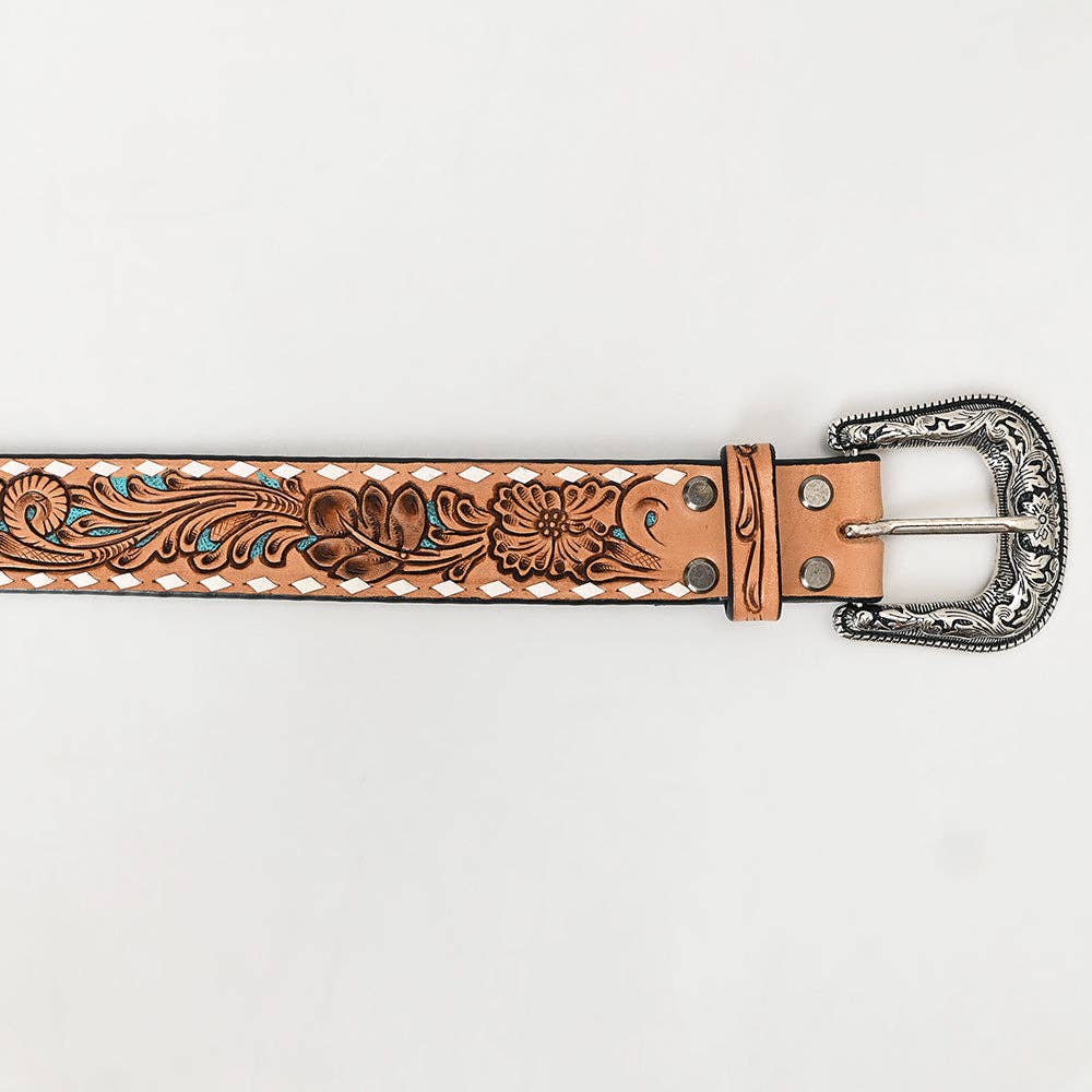 Genuine American Handtooled Leather Desert Belt Men and Women