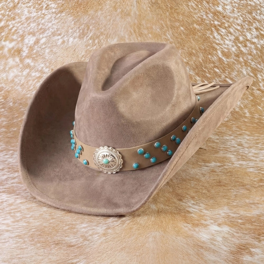 Western Concho Turquoise Beads Strap Cowboy Hat