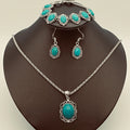 Artificial Turquoise Bracelet Necklace Earring Set