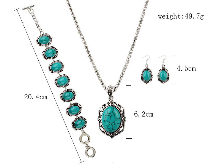 Artificial Turquoise Bracelet Necklace Earring Set